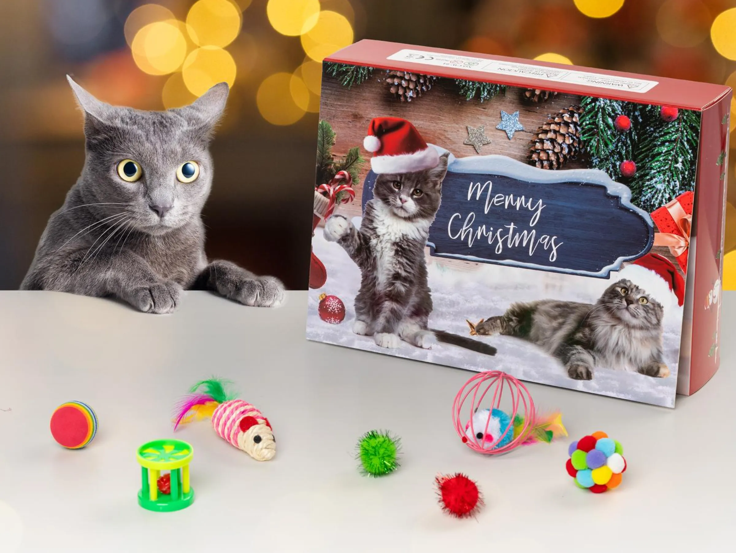 Adventskalender med Kattleksaker