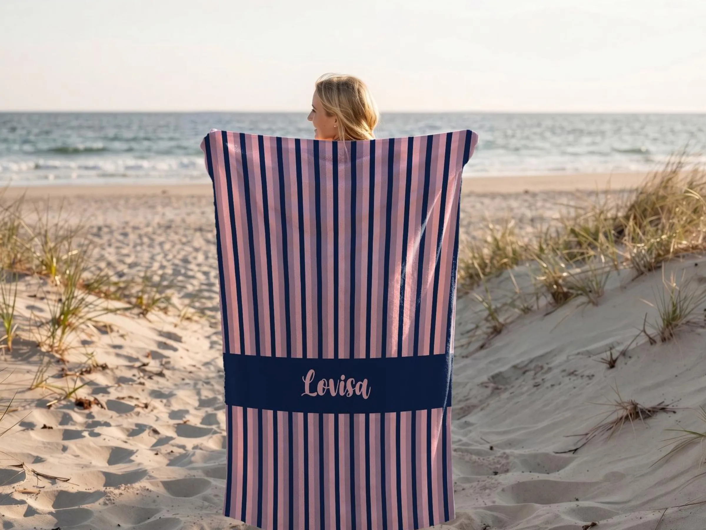 Badlakan med Egen Text - Randig Design