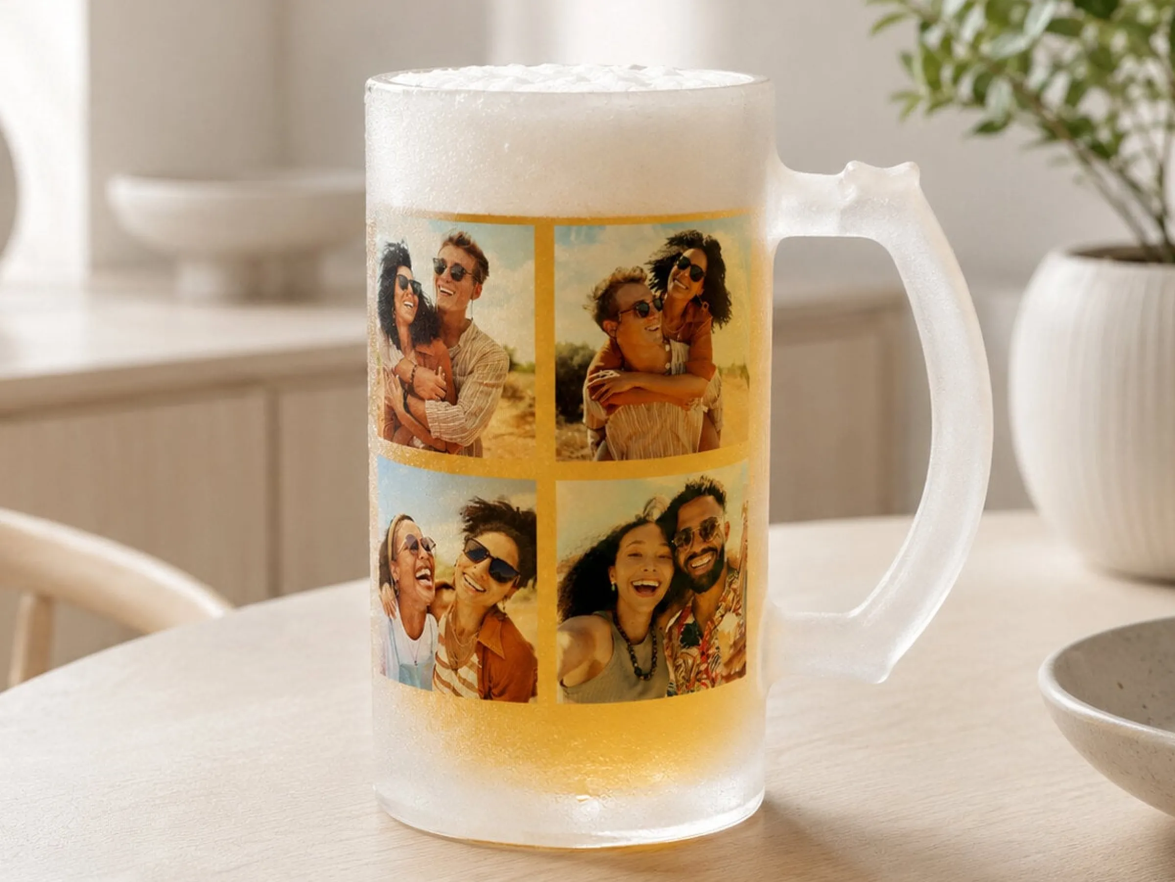 Frostat ölglas med eget foto