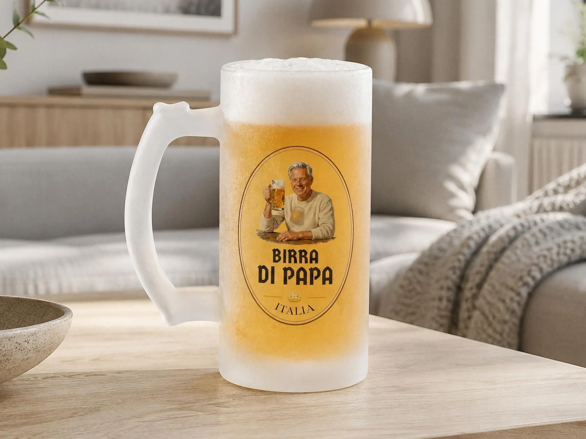 Frostat ölglas med eget foto - Öldesign