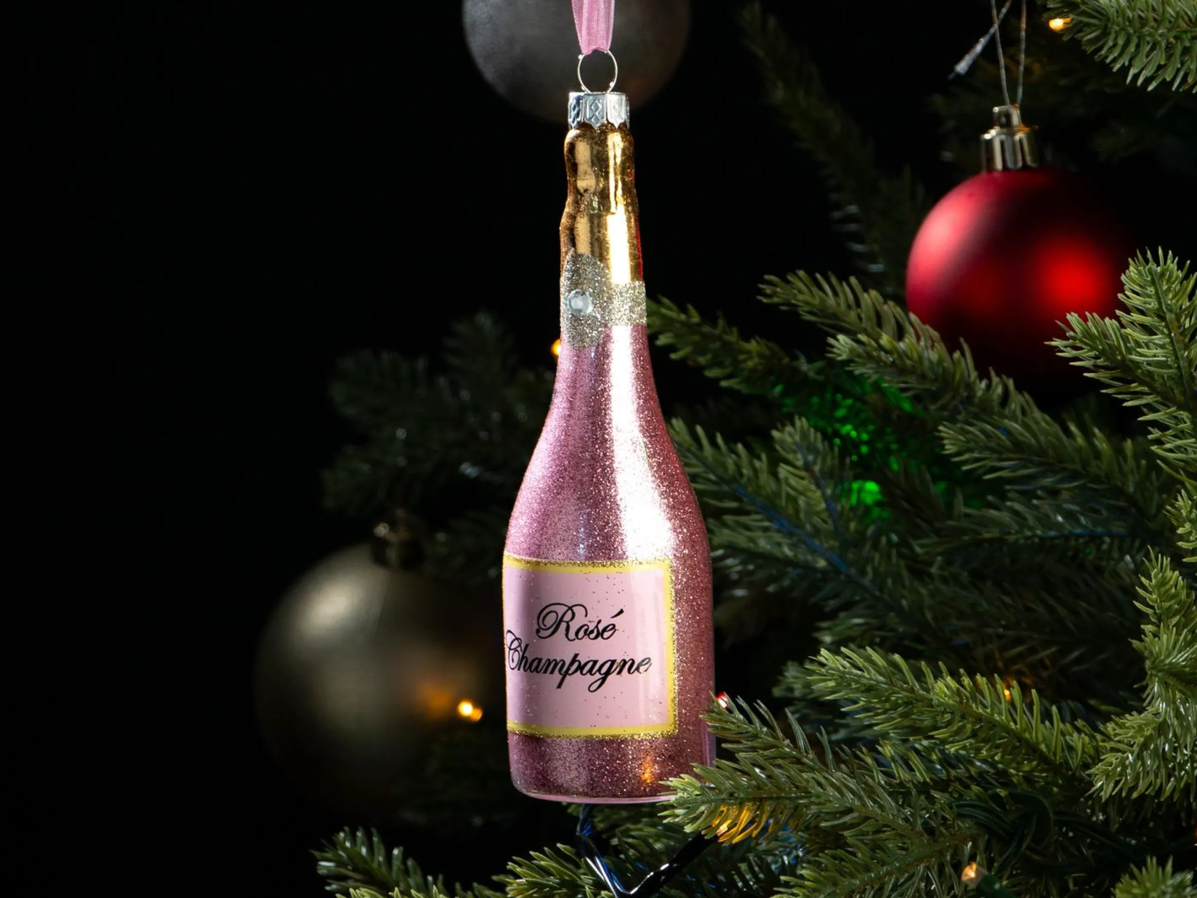 Julgranspynt Champagneflaska Rosé
