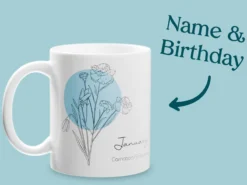 Mugg med Månadsblomma & Egen Text