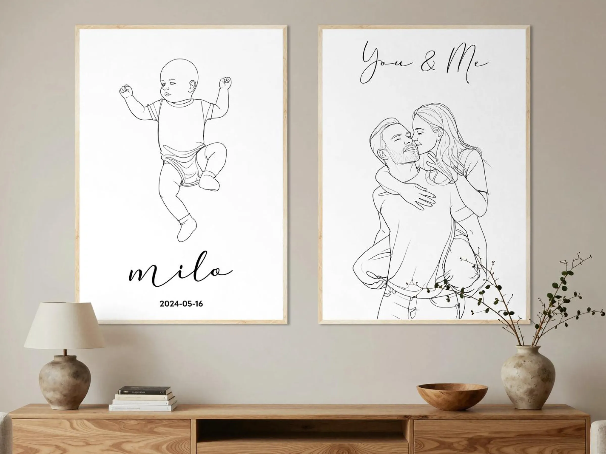 Personlig poster med line art