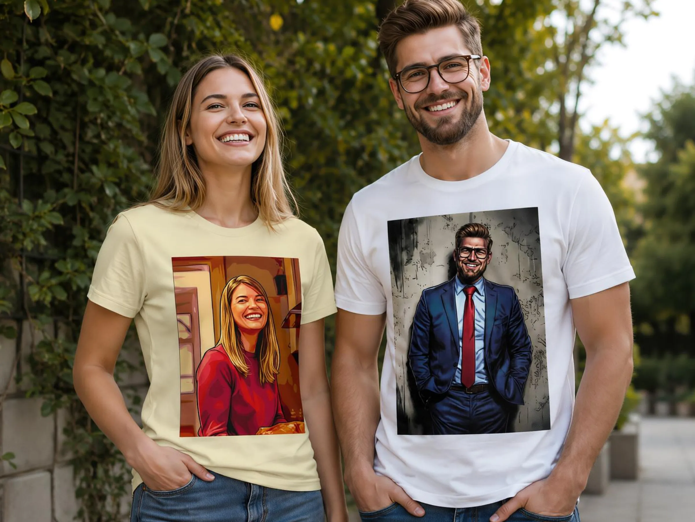 Premium T-shirt med foto - AI-tryck