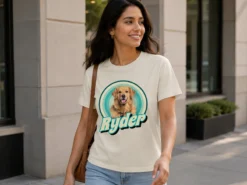 Premium T-shirt med foto - Retrodesign husdjur