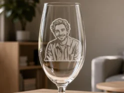 Spiegelau ölglas med gravyr - Eget foto
