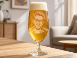 Spiegelau ölglas med gravyr - Eget foto