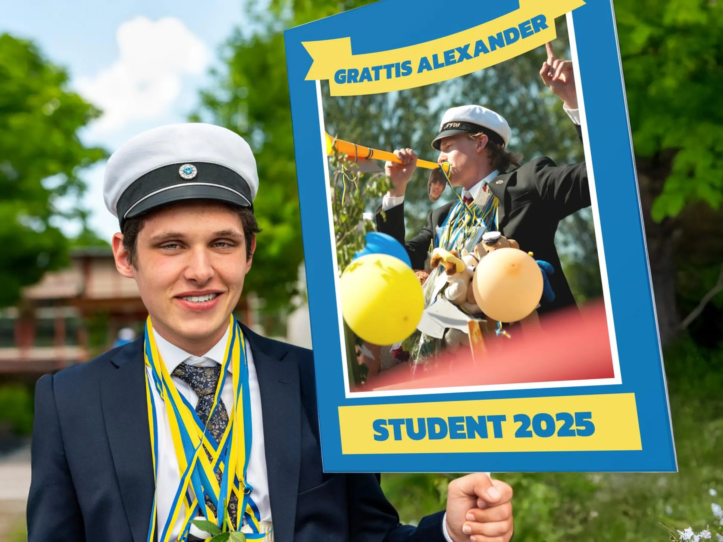 Studentskylt med Eget Foto & Text