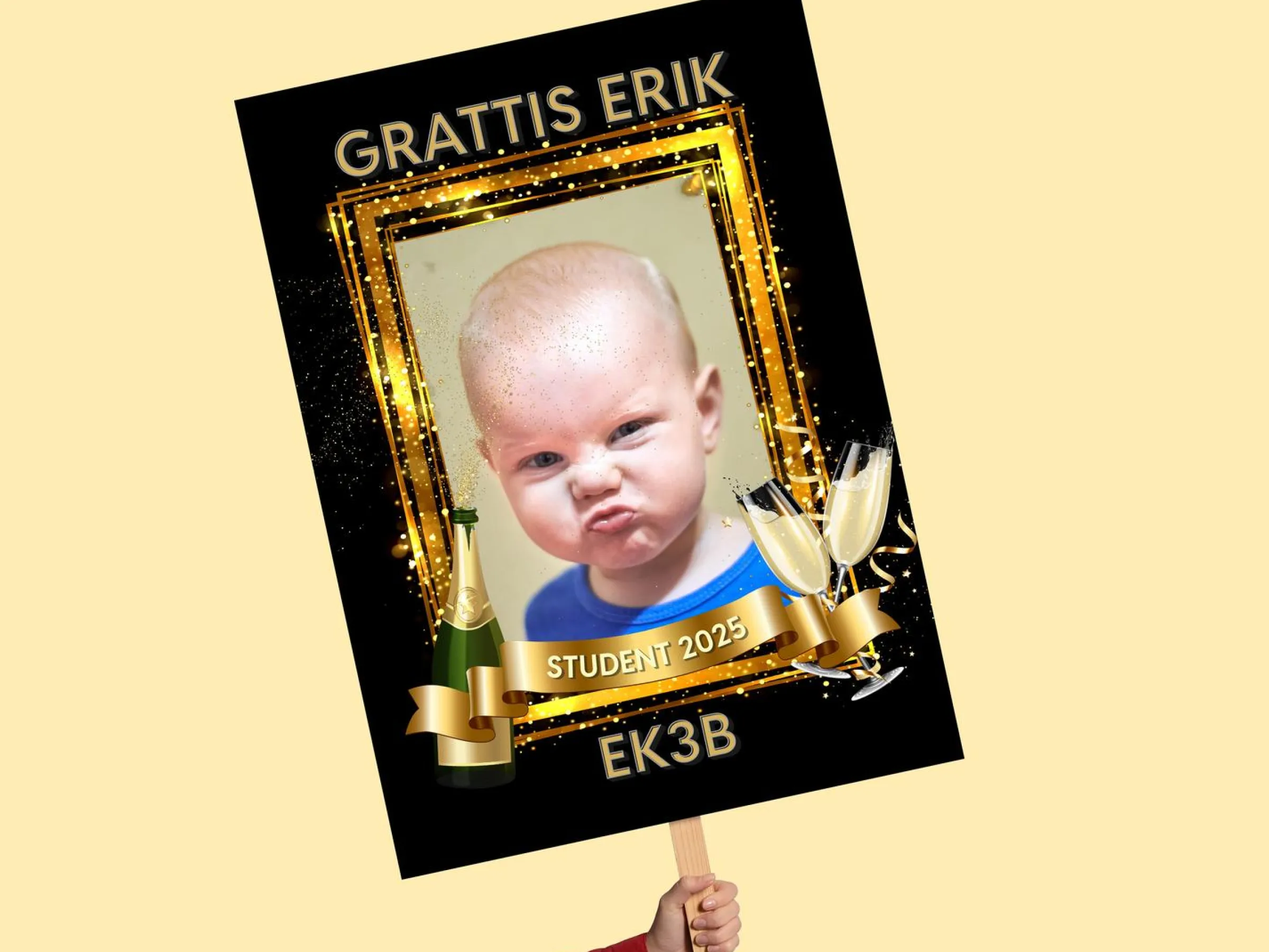 Studentskylt med Eget Foto & Text