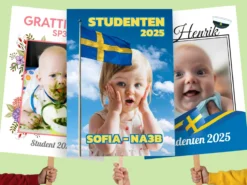 Studentskylt med Eget Foto & Text