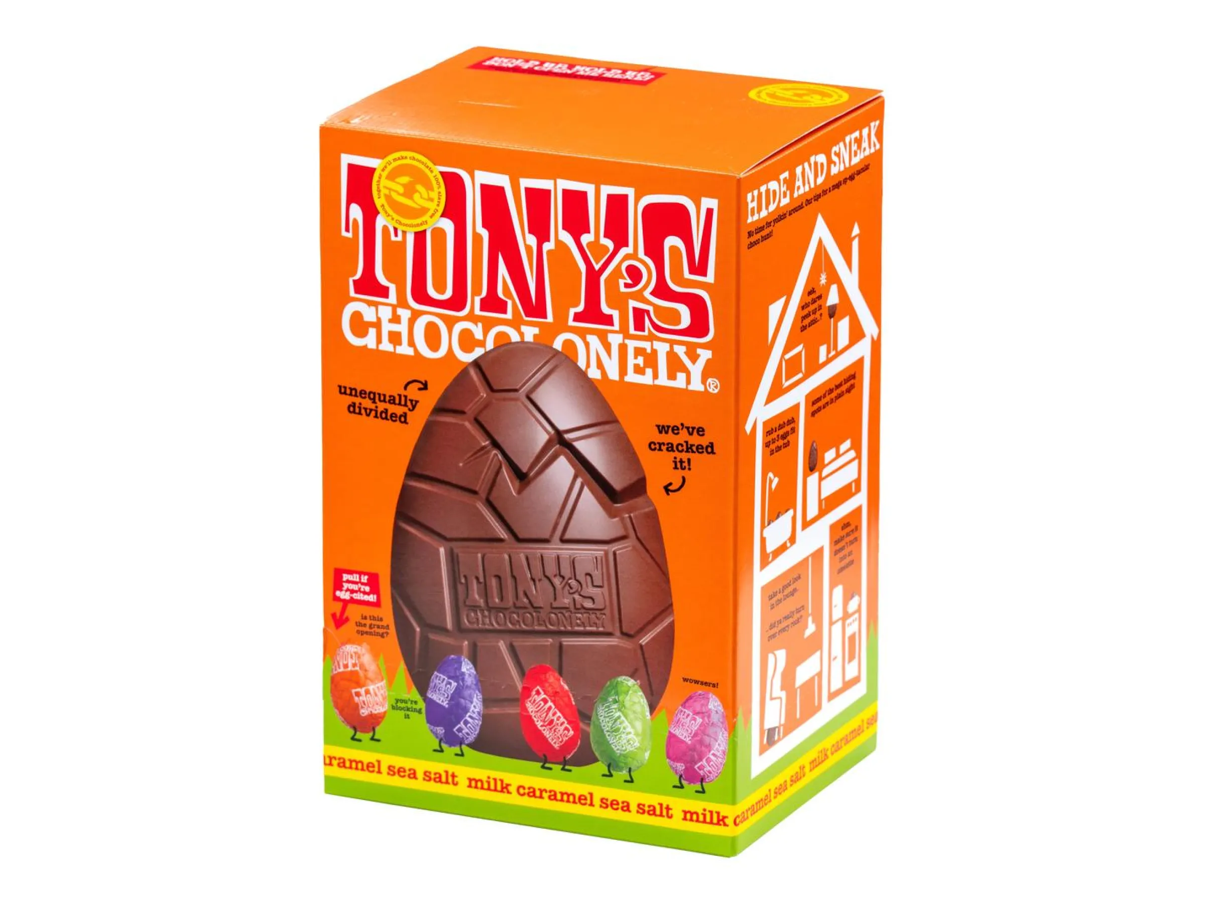 Tony’s Chocolonely Mjölkchoklad med Karamell & Havssalt Påskägg