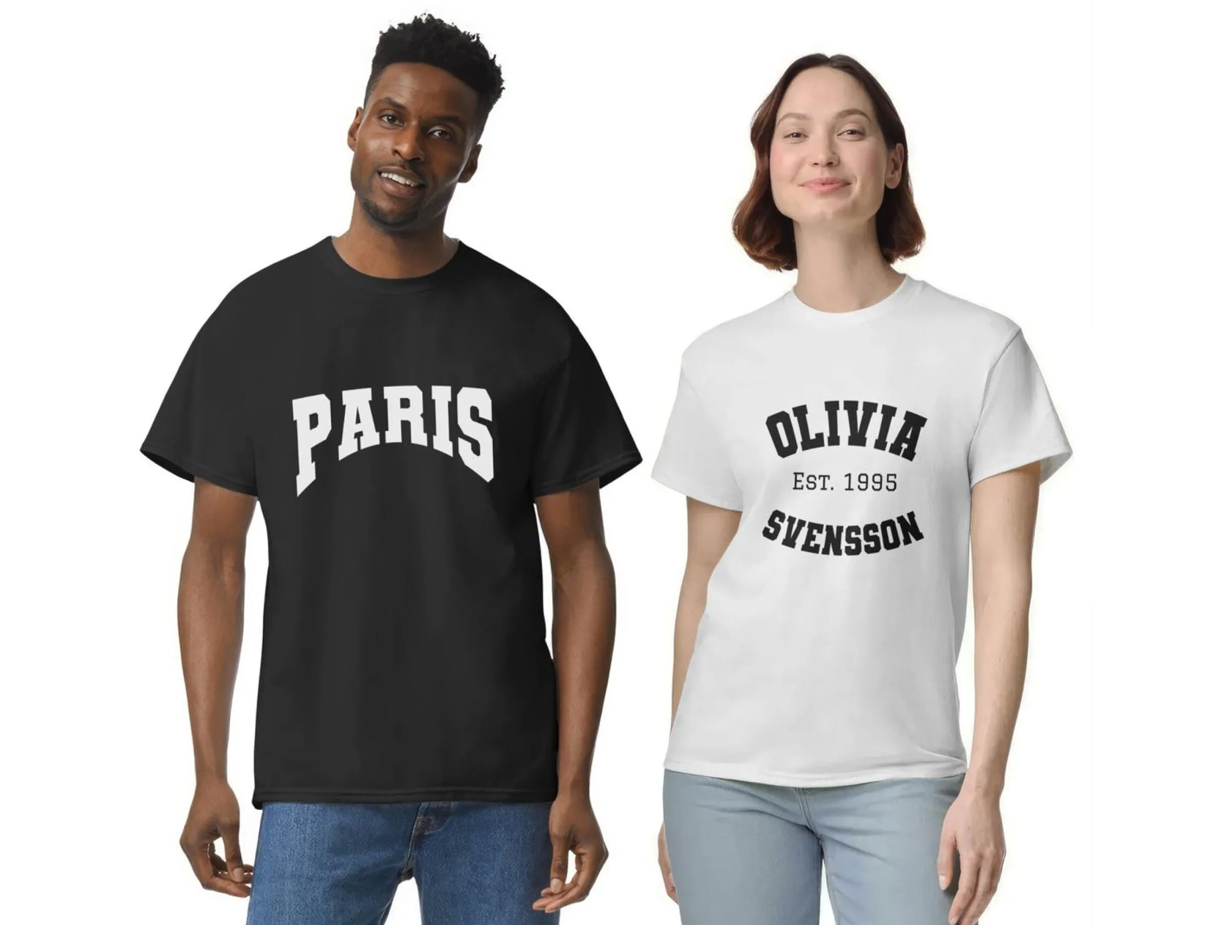 T-shirt med Egen Text i Collegestil