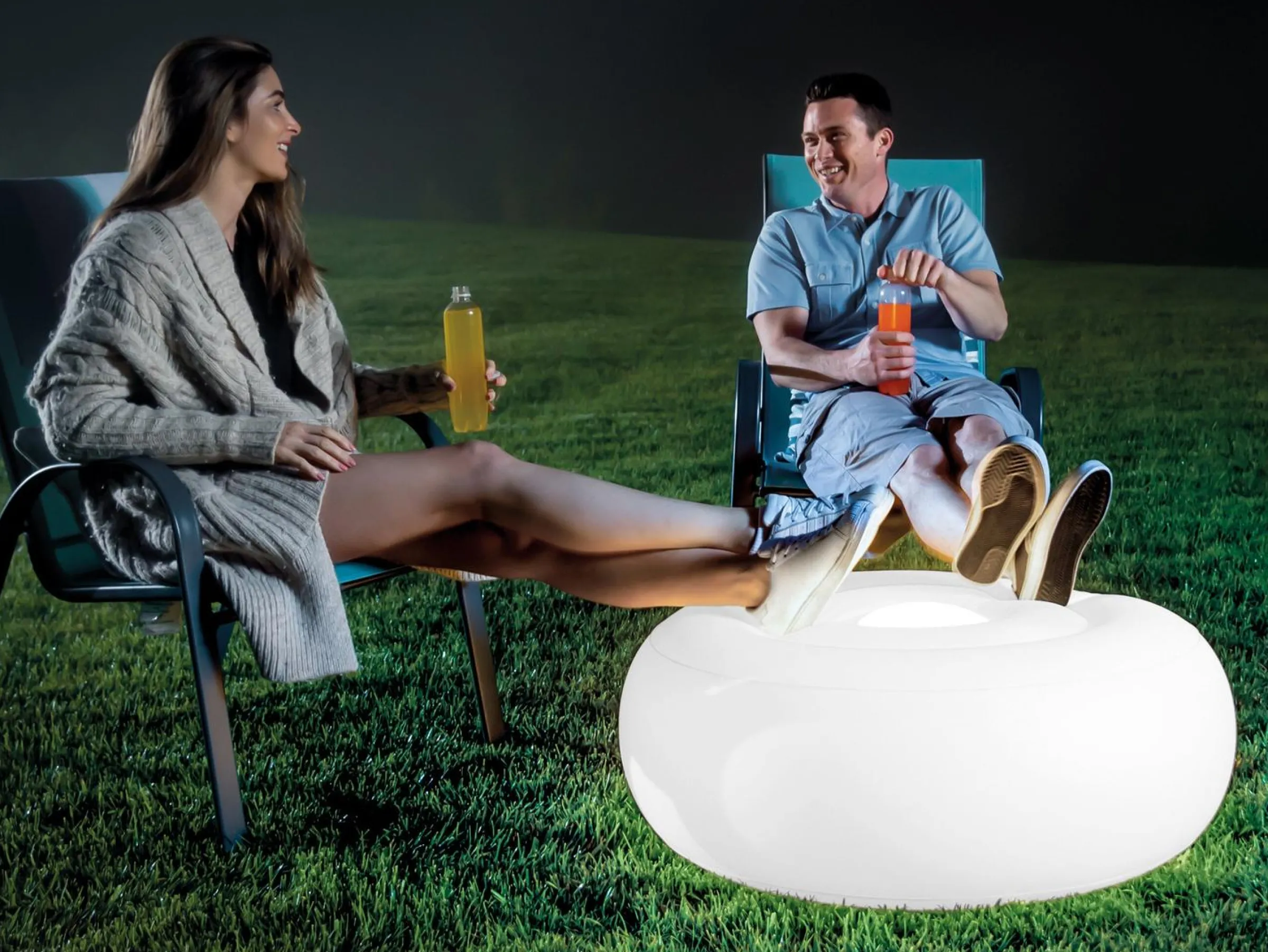 Uppblåsbar LED-sittpuff - Intex